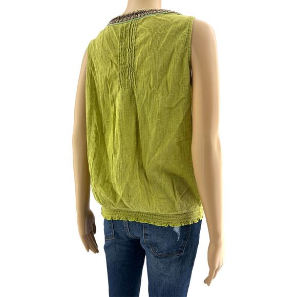 St. John’s Bay (L) Green Sleeveless Beaded Boho Peasant Blouse Top - Picture 4 of 5